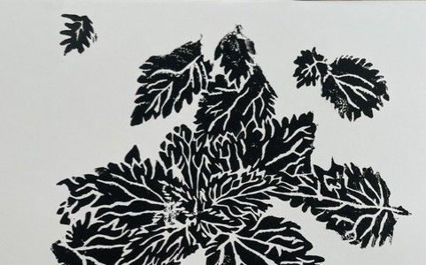 Estampe d'orties en linogravure